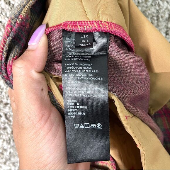 Anthropologie Pants Women’s 0 The Essential Trouser Tan Brown, Pink & Gray Plaid - Picture 6 of 8